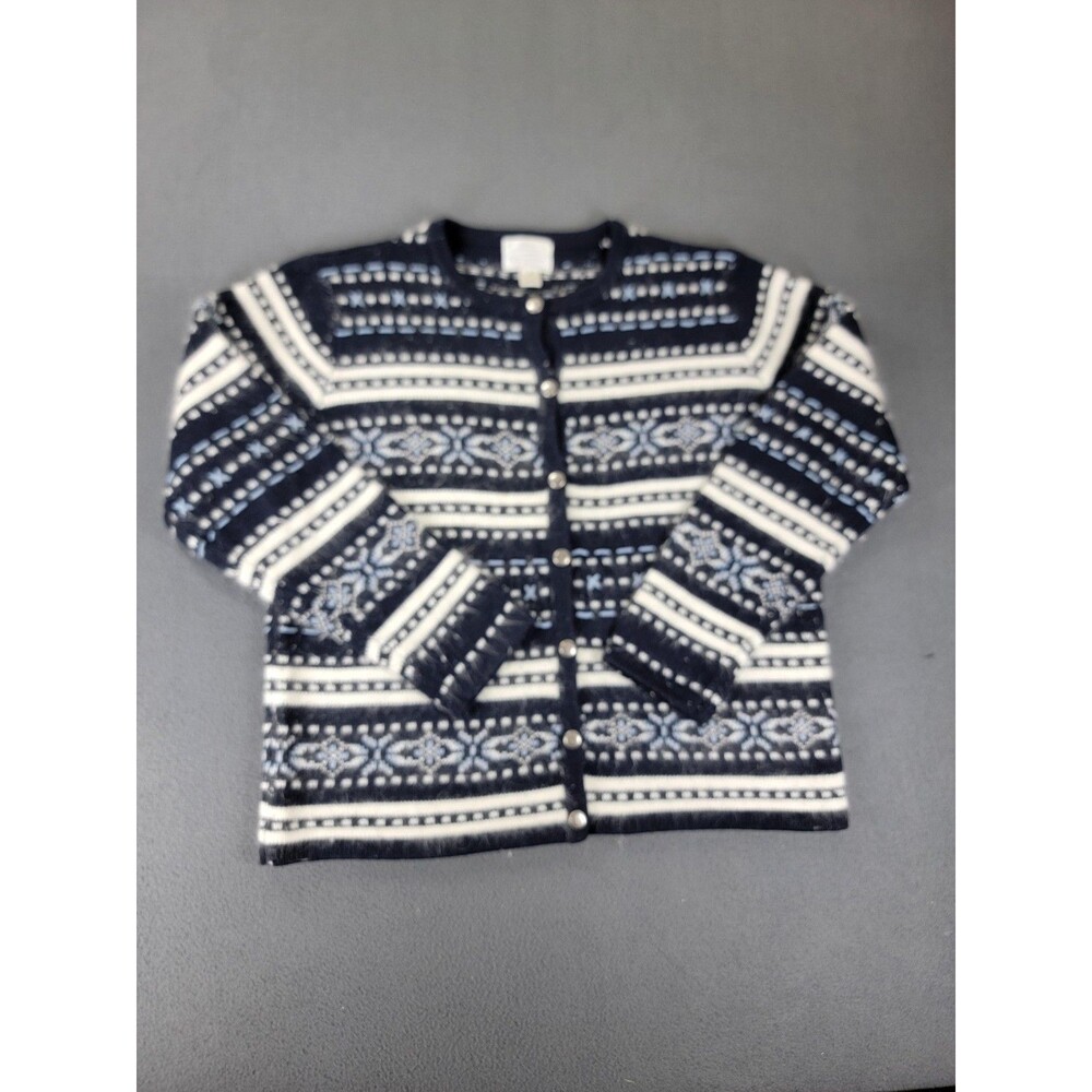 Vintage Christopher & Banks Sweater Womens Medium Blue White‎ Angora Nordic 2003